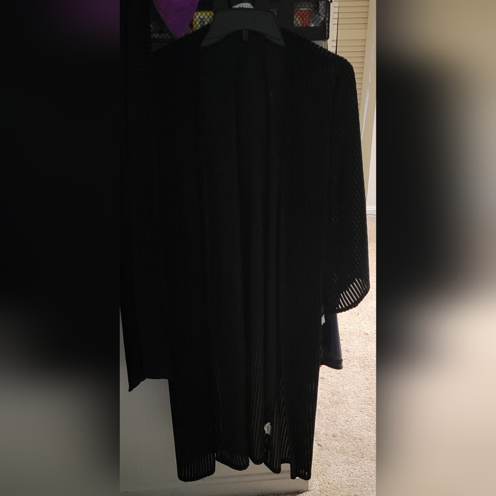 Black velour belted cardigan